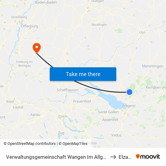 Verwaltungsgemeinschaft Wangen Im Allgäu to Elzach map