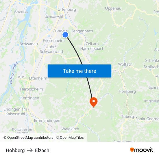 Hohberg to Elzach map