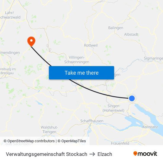 Verwaltungsgemeinschaft Stockach to Elzach map