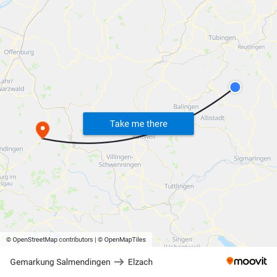 Gemarkung Salmendingen to Elzach map