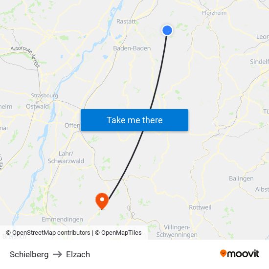 Schielberg to Elzach map