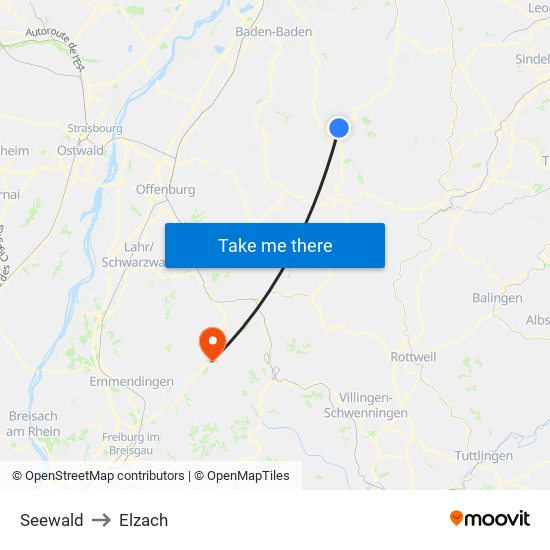 Seewald to Elzach map