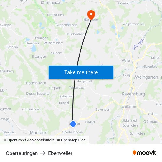 Oberteuringen to Ebenweiler map