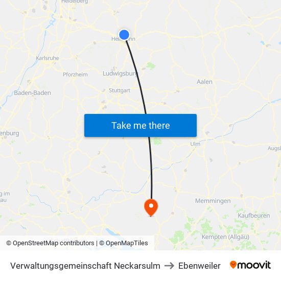 Verwaltungsgemeinschaft Neckarsulm to Ebenweiler map