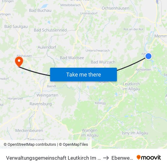 Verwaltungsgemeinschaft Leutkirch Im Allgäu to Ebenweiler map