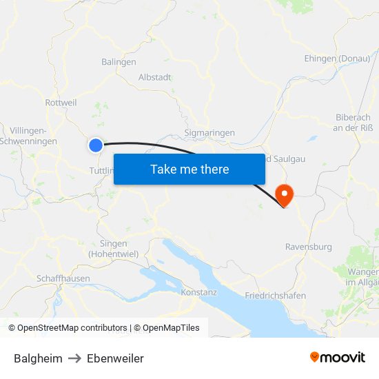 Balgheim to Ebenweiler map