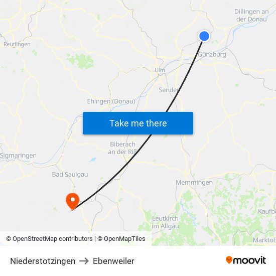 Niederstotzingen to Ebenweiler map