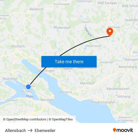 Allensbach to Ebenweiler map