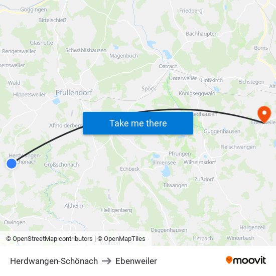 Herdwangen-Schönach to Ebenweiler map