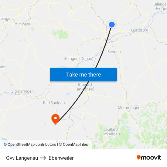 Gvv Langenau to Ebenweiler map