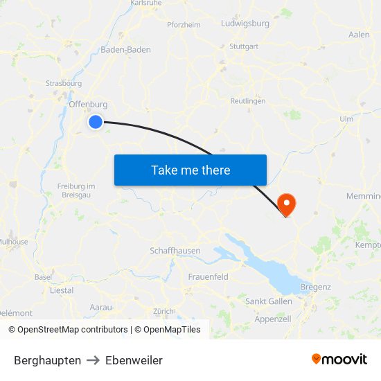 Berghaupten to Ebenweiler map