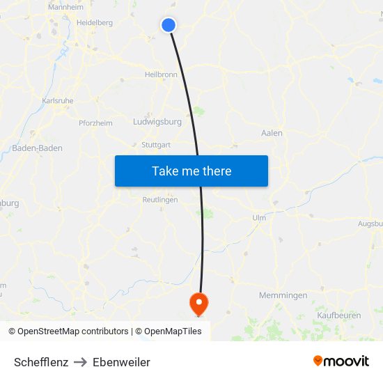 Schefflenz to Ebenweiler map