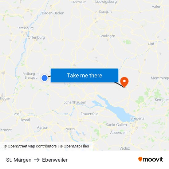 St. Märgen to Ebenweiler map