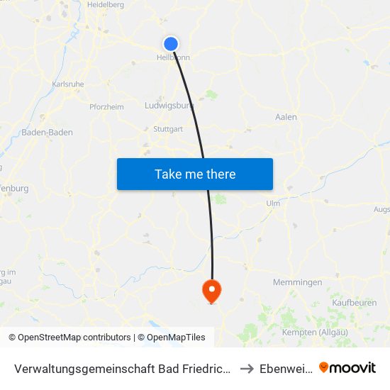 Verwaltungsgemeinschaft Bad Friedrichshall to Ebenweiler map