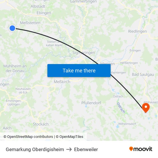 Gemarkung Oberdigisheim to Ebenweiler map