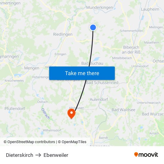 Dieterskirch to Ebenweiler map