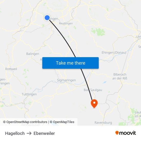 Hagelloch to Ebenweiler map