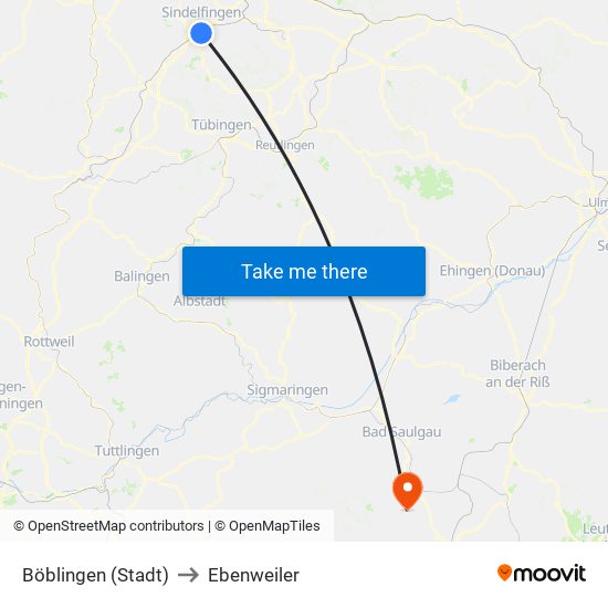 Böblingen (Stadt) to Ebenweiler map