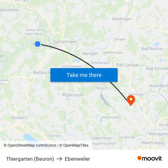 Thiergarten (Beuron) to Ebenweiler map