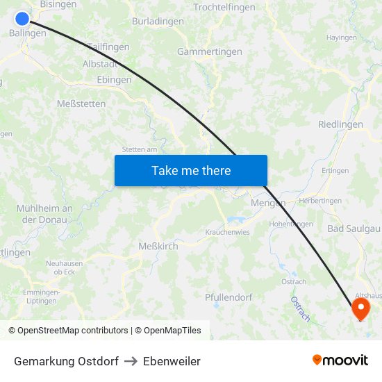 Gemarkung Ostdorf to Ebenweiler map