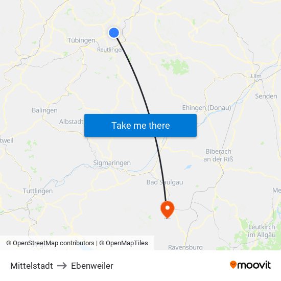 Mittelstadt to Ebenweiler map