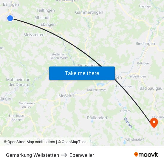 Gemarkung Weilstetten to Ebenweiler map