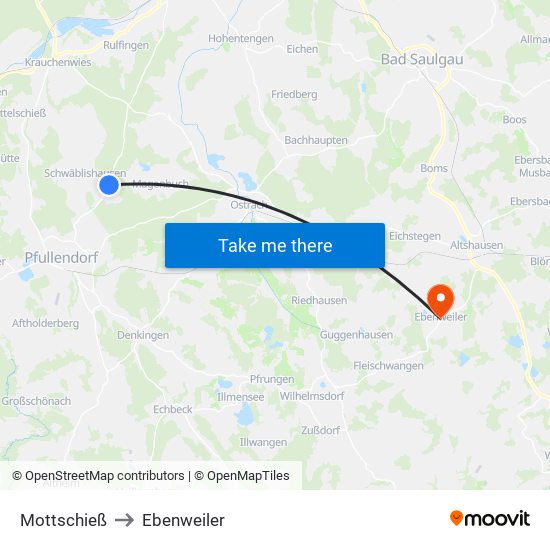 Mottschieß to Ebenweiler map