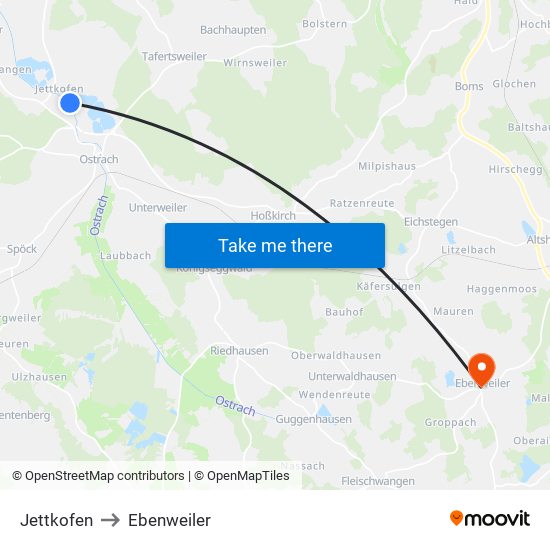 Jettkofen to Ebenweiler map