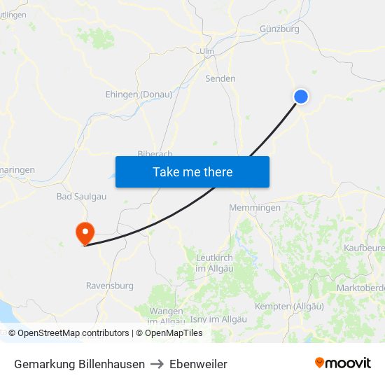 Gemarkung Billenhausen to Ebenweiler map