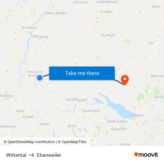 Wittental to Ebenweiler map