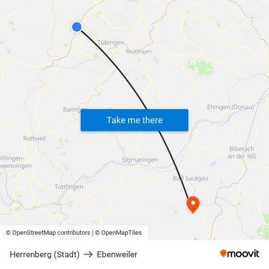 Herrenberg (Stadt) to Ebenweiler map