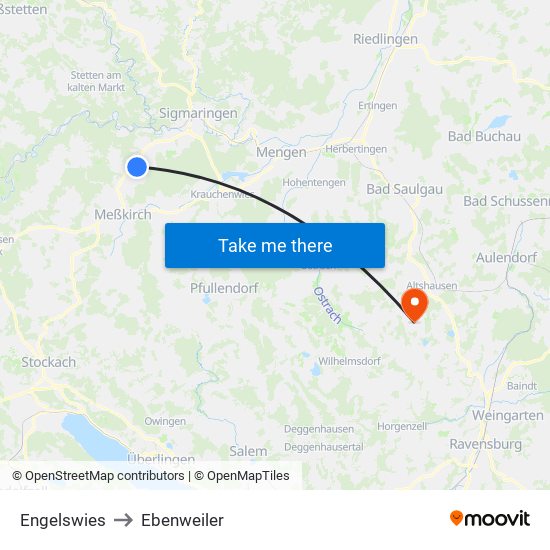 Engelswies to Ebenweiler map