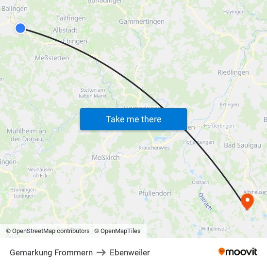 Gemarkung Frommern to Ebenweiler map