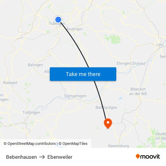 Bebenhausen to Ebenweiler map