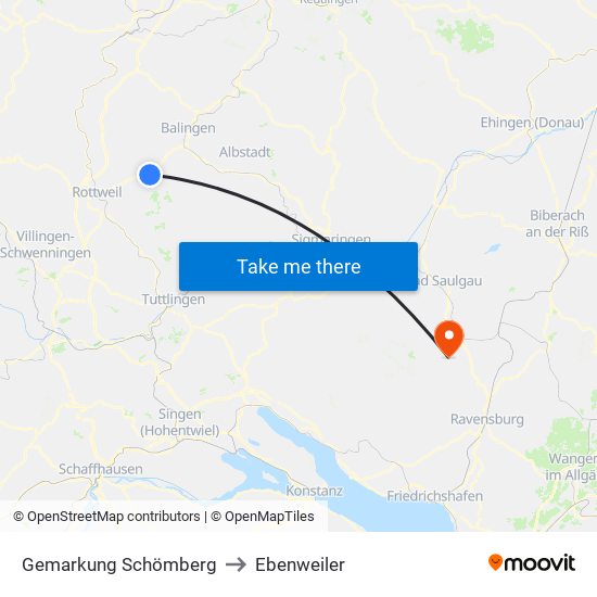 Gemarkung Schömberg to Ebenweiler map