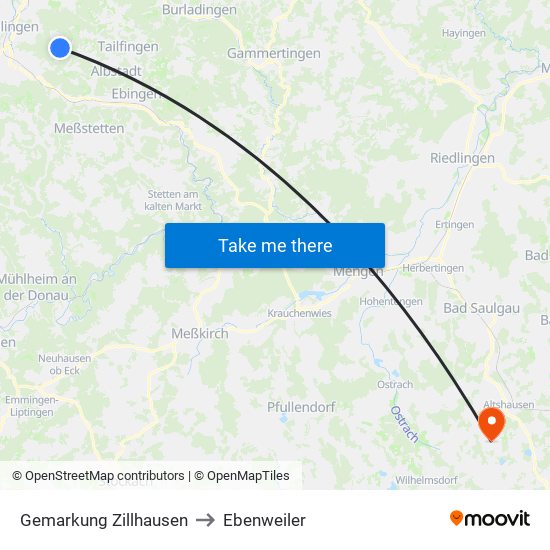 Gemarkung Zillhausen to Ebenweiler map