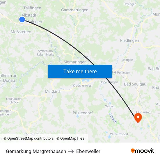 Gemarkung Margrethausen to Ebenweiler map