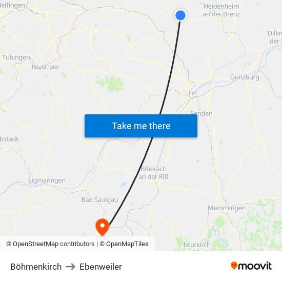 Böhmenkirch to Ebenweiler map