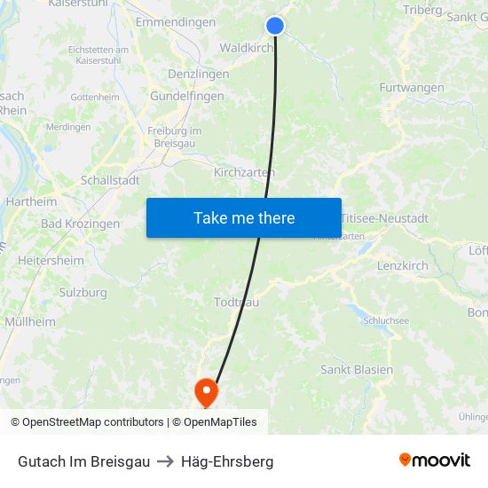 Gutach Im Breisgau to Häg-Ehrsberg map