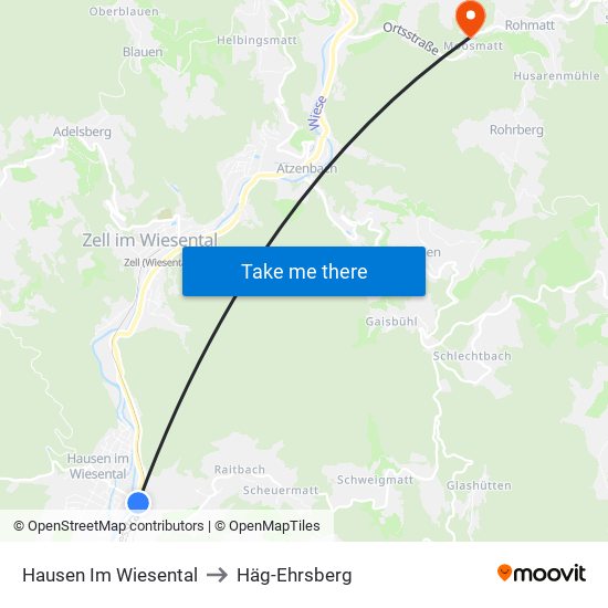 Hausen Im Wiesental to Häg-Ehrsberg map