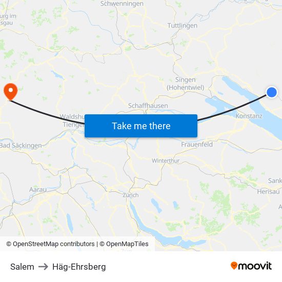 Salem to Häg-Ehrsberg map