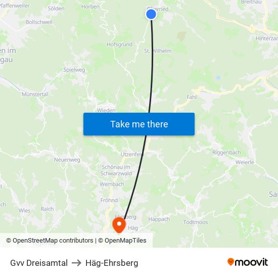 Gvv Dreisamtal to Häg-Ehrsberg map