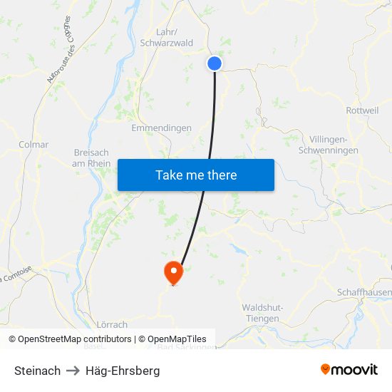 Steinach to Häg-Ehrsberg map