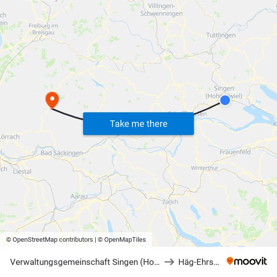 Verwaltungsgemeinschaft Singen (Hohentwiel) to Häg-Ehrsberg map