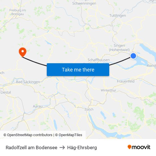 Radolfzell am Bodensee to Häg-Ehrsberg map