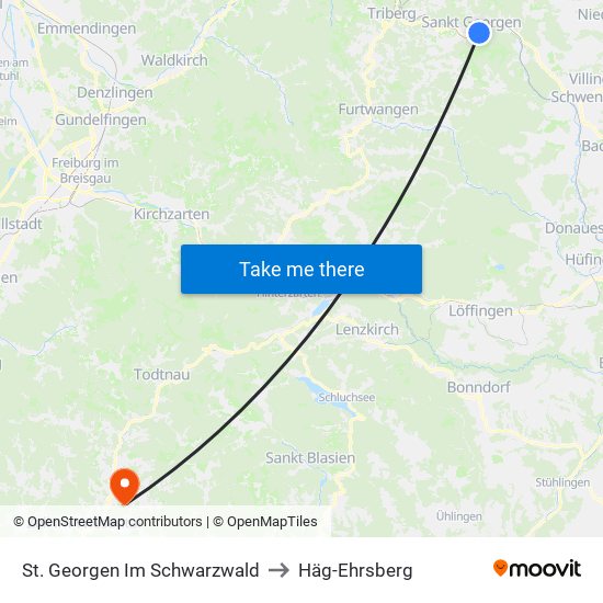 St. Georgen Im Schwarzwald to Häg-Ehrsberg map