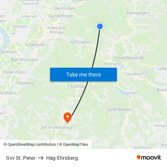 Gvv St. Peter to Häg-Ehrsberg map