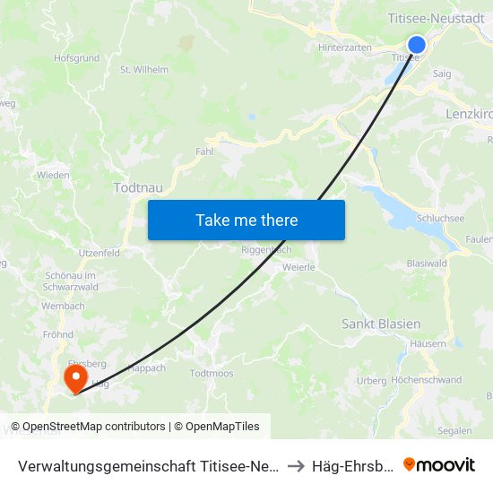 Verwaltungsgemeinschaft Titisee-Neustadt to Häg-Ehrsberg map