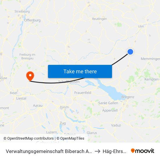 Verwaltungsgemeinschaft Biberach An Der Riß to Häg-Ehrsberg map