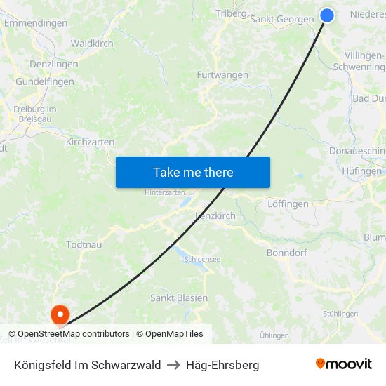 Königsfeld Im Schwarzwald to Häg-Ehrsberg map